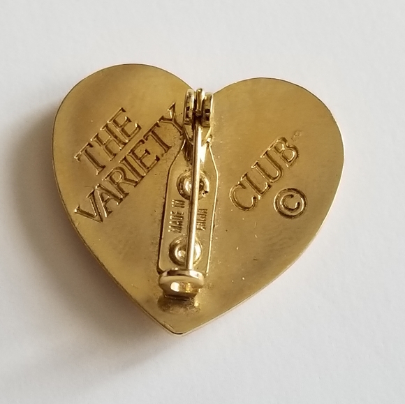 Vintage brooch The Variety Club heart with handprint broach pin gold tone - Picture 7 of 8